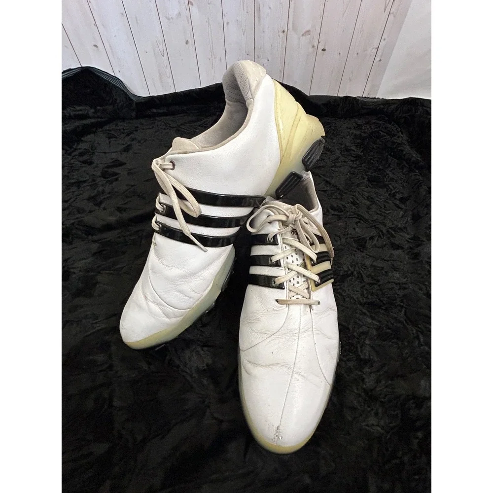 Adidas Tour 360 4.0 Thintech Leather Golf Shoes White/Black Men's Size 11.5 - Picture 2 of 10